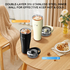 OTE 30 Oz vandflaske med flip-sugerør og håndtag, 316 rustfrit stål tumbler, 800ML vakuumisoleret vandflaske til varme/kulde