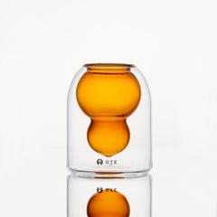 OTE Fulu dobbeltvægget borosilikat-glaskop, blyfri varmebestandig krus med svævende kalabasdesign, isoleret tumbler til varme og kolde drikke, unik gave til hjem- og køkkenelskere