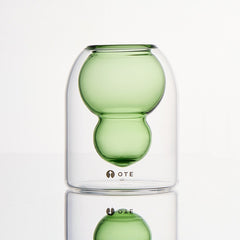 OTE Fulu dobbeltvægget borosilikat-glaskop, blyfri varmebestandig krus med svævende kalabasdesign, isoleret tumbler til varme og kolde drikke, unik gave til hjem- og køkkenelskere