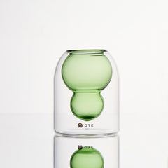 OTE Fulu dobbeltvægget borosilikat-glaskop, blyfri varmebestandig krus med svævende kalabasdesign, isoleret tumbler til varme og kolde drikke, unik gave til hjem- og køkkenelskere
