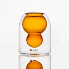 OTE Fulu dobbeltvægget borosilikat-glaskop, blyfri varmebestandig krus med svævende kalabasdesign, isoleret tumbler til varme og kolde drikke, unik gave til hjem- og køkkenelskere