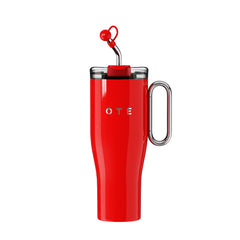 OTE 1.2 L (40 oz) Rejsekrus med hank, dobbeltvægget vakuumisoleret stålkrus og sugerør, BPA-fri, bærbar bilkrus, termokrus, kaffekop til varme og kolde drikke