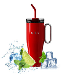 OTE1.2 L (42 oz) Kaffekrus til Go, Dobbeltvejset stål vakuum isoleret krus med håndtag og halm, BPA Gratis, Portable bil krus Tumbler, termisk krus, kaffe koppen til varme og kolde drikker
