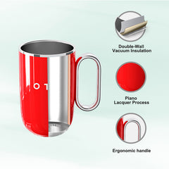 Kaffekrus med skaft, 12oz/8oz(350/220ml) Isoleret rustfrit stål kaffe krus, Dobbelt væg Vakuum genanvendelig kaffe Cup med en dobbelt væg