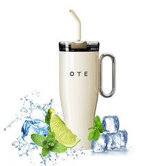 OTE1.2 L (42 oz) Kaffekrus til Go, Dobbeltvejset stål vakuum isoleret krus med håndtag og halm, BPA Gratis, Portable bil krus Tumbler, termisk krus, kaffe koppen til varme og kolde drikker