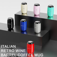 OTE Vacuum Insulated Coffee Mug, Stainless Steel Portable Wine Barrel Mug (with drinking lid), Capacity 13.5oz/10.1oz (400ml/300ml) – Suitable for Hot & Cold Drinks, Portable & Durable, Ideal for Fitness, Travel and Daily Use