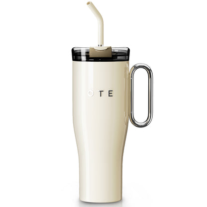 OTE1.2 L (42 oz) Kaffekrus til Go, Dobbeltvejset stål vakuum isoleret krus med håndtag og halm, BPA Gratis, Portable bil krus Tumbler, termisk krus, kaffe koppen til varme og kolde drikker