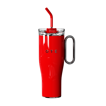 OTE1.2 L (42 oz) Kaffekrus til Go, Dobbeltvejset stål vakuum isoleret krus med håndtag og halm, BPA Gratis, Portable bil krus Tumbler, termisk krus, kaffe koppen til varme og kolde drikker